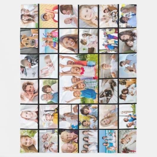Eenvoudige 33 fotocollage fleece deken (Voorkant)