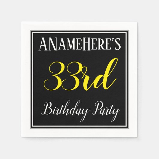 Eenvoudige, 33e verjaardag met aangepaste naam servet (Voorkant)