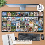 Eenvoudige 36 fotocollage aangepaste kleur geperso bureaumat<br><div class="desc">Creëer uw eigen aangepaste kleur foto bureau mat met behulp van deze eenvoudig te uploaden foto collage sjabloon met 36 vierkante afbeeldingen van verschillende vormen en maten en gepersonaliseerd met een naam, monogram of tekst in uw keuze van lettertype stijlen en kleur. U kunt de voorbeeldtekst verwijderen om leeg te...</div>