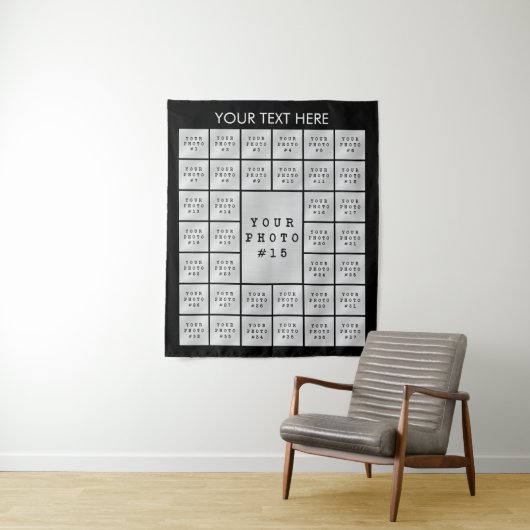 Eenvoudige 37 Aangepaste foto-Collage achtergrond Wandkleed (In situ)