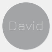 Eenvoudige 3 dimensionaal ogende tekst | Gray Ronde Sticker (Voorkant)