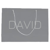 Eenvoudige 3 dimensionale uitziende tekst | Grijs Groot Cadeauzakje (Achterkant)