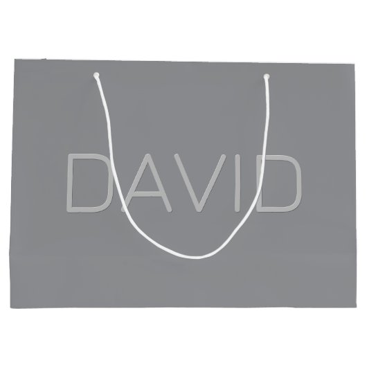 Eenvoudige 3 dimensionale uitziende tekst | Grijs Groot Cadeauzakje (Achterkant)