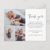 Eenvoudige 3 foto Baby Aankondiging Dank u kaart (Voorkant)