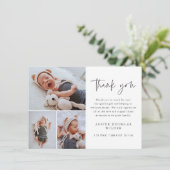 Eenvoudige 3 foto Baby Bedankkaart (Staand voorkant)