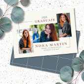 Eenvoudige 3 foto Bourgogne Dusty Blue Aankondiging