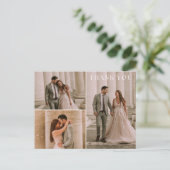 Eenvoudige 3 foto bruiloft Dank u Briefkaart (Staand voorkant)