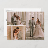 Eenvoudige 3 foto bruiloft Dank u Briefkaart (Voorkant / Achterkant)