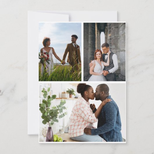 Eenvoudige 3 foto collage feestdagenkaart (Voorkant)