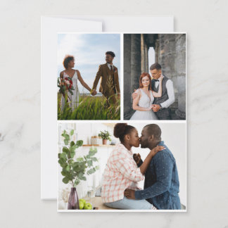 Eenvoudige 3 foto collage feestdagenkaart