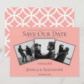 Eenvoudige 3 Foto Collage | Koraal Save The Date (Voorkant / Achterkant)