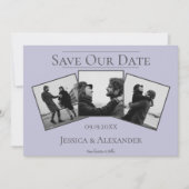 Eenvoudige 3 Foto Collage | Lavendel Save The Date (Voorkant)