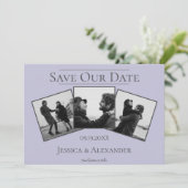 Eenvoudige 3 Foto Collage | Lavendel Save The Date (Staand voorkant)