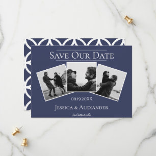 Eenvoudige 3 foto collage Marine opslag de datum Save The Date