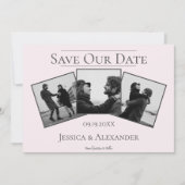 Eenvoudige 3 foto-collage | Roze Save The Date (Voorkant)