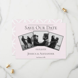 Eenvoudige 3 foto-collage | Roze Save The Date