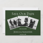 Eenvoudige 3 foto-collage | Smaragdgroen Save The Date (Voorkant)