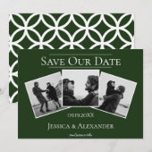 Eenvoudige 3 foto-collage | Smaragdgroen Save The Date (Voorkant / Achterkant)