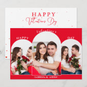 Eenvoudige 3 foto collage | Valentijnsdag  Feestdagenkaart (Voorkant / Achterkant)