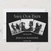 Eenvoudige 3 foto collage | Zwart Save The Date (Voorkant)