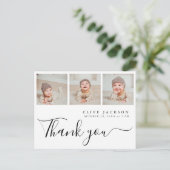 Eenvoudige 3 foto Elegant Baby shower Dank u Briefkaart (Staand voorkant)