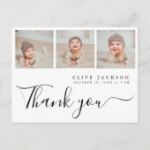 Eenvoudige 3 foto Elegant Baby shower Dank u Briefkaart (Voorkant)