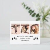 Eenvoudige 3 foto feestdagenkaart (Staand voorkant)