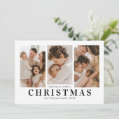 Eenvoudige 3 foto kerst feestdagenkaart (Staand voorkant)