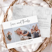 Eenvoudige 3 foto Liefde en Bedankt Baby Dank u Briefkaart