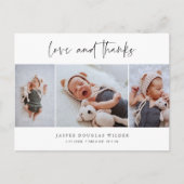 Eenvoudige 3 foto Liefde en Bedankt Baby Dank u Briefkaart (Voorkant)