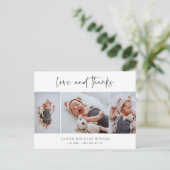 Eenvoudige 3 foto Liefde en Bedankt Baby Dank u Briefkaart (Staand voorkant)