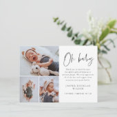 Eenvoudige 3 foto Oh Baby Bedankkaart (Staand voorkant)