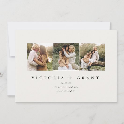 Eenvoudige 3 Foto Opslaan Datum Foto kaart (Voorkant)