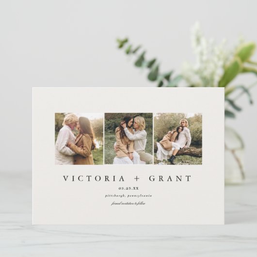 Eenvoudige 3 Foto Opslaan Datum Foto kaart (Staand voorkant)