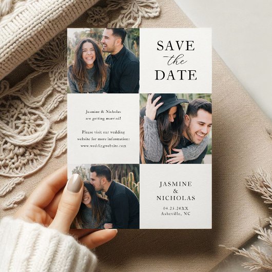 Eenvoudige 3 foto trouw  save the date