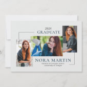 Eenvoudige 3 foto Turquoise Afstuderen Aankondiging (Voorkant)