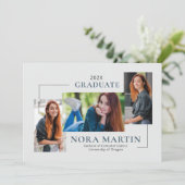 Eenvoudige 3 foto Turquoise Afstuderen Aankondiging (Staand voorkant)