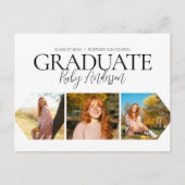 Eenvoudige 3 foto wit Afstuderen aankondiging Briefkaart (Voorkant)