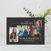 Eenvoudige 3 foto zwart wit aankondiging (Staand voorkant)