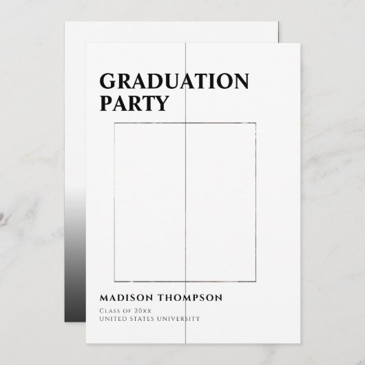 Eenvoudige 3-fotobedekking legante Graduparty Kaart (Voorkant / Achterkant)