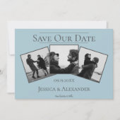 Eenvoudige 3 fotocollage | Blauw sparen de Datum Save The Date (Voorkant)