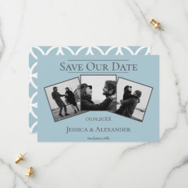 Eenvoudige 3 fotocollage | Blauw sparen de Datum Save The Date