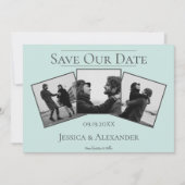 Eenvoudige 3 fotocollage | Mint Green Save the Dat Save The Date (Voorkant)