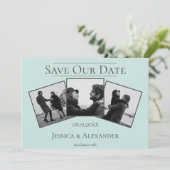 Eenvoudige 3 fotocollage | Mint Green Save the Dat Save The Date (Staand voorkant)