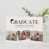 Eenvoudige 3 foto's Modern Afstuderen Kaart (Staand voorkant)
