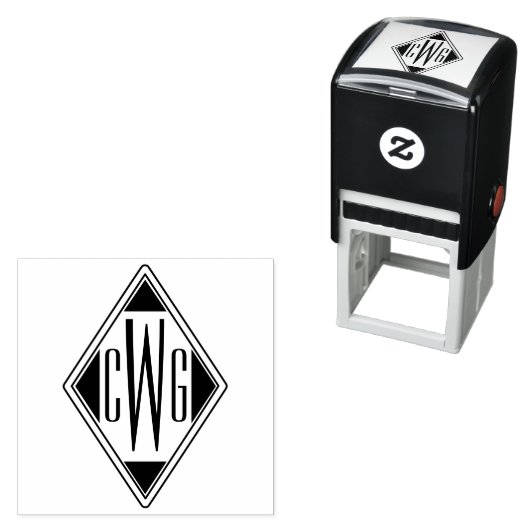 Eenvoudige 3 Initiaal Letter Monogram #5D Diamant  Zelfinktende Stempel (In situ)