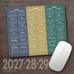 Eenvoudige 3 Jaar 2027 2028 2029 Kalender Kleuren Muismat