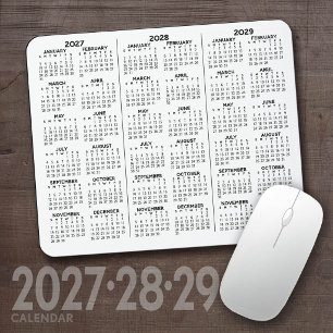 Eenvoudige 3 Jaar 2027 2028 2029 Kalender Minimaal Muismat