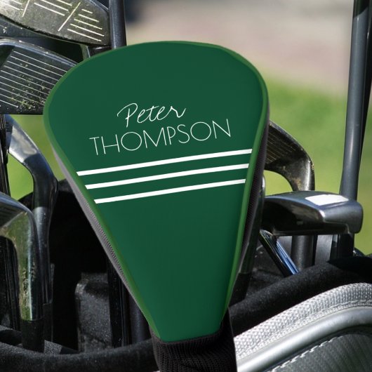 Eenvoudige 3 strepen Naam Smaragdgroen Golfheadcover
