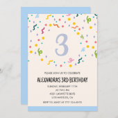 Eenvoudige 3e verjaardagsuitnodigingen Confetti Mo Kaart (Voorkant / Achterkant)